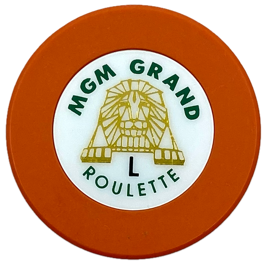 MGM Grand Casino Las Vegas NV Orange L Roulette Chip 1993
