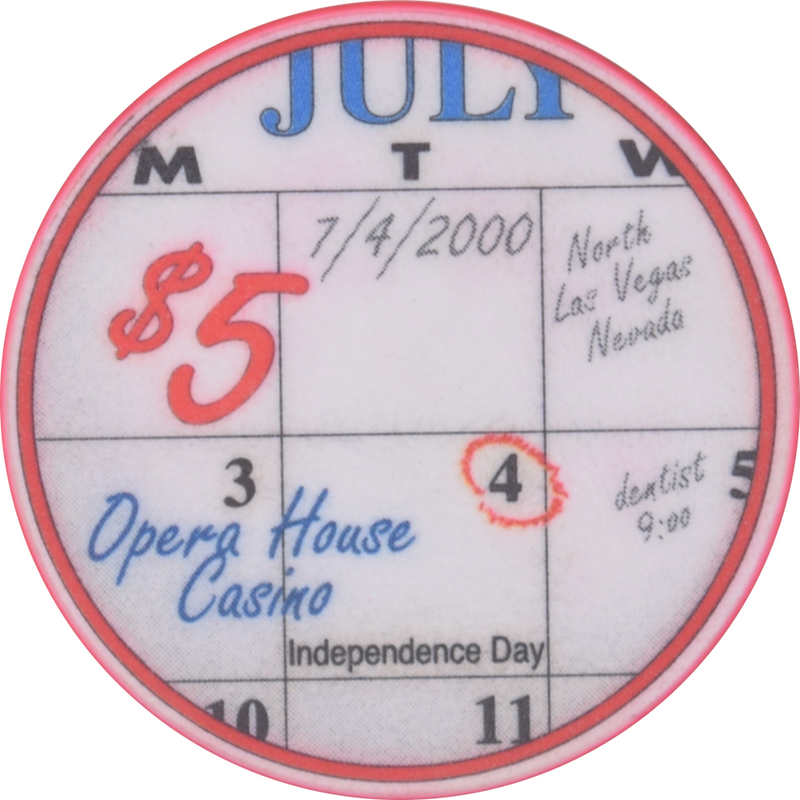 Opera House Casino N. Las Vegas Nevada $5 4th of July Chip 2000