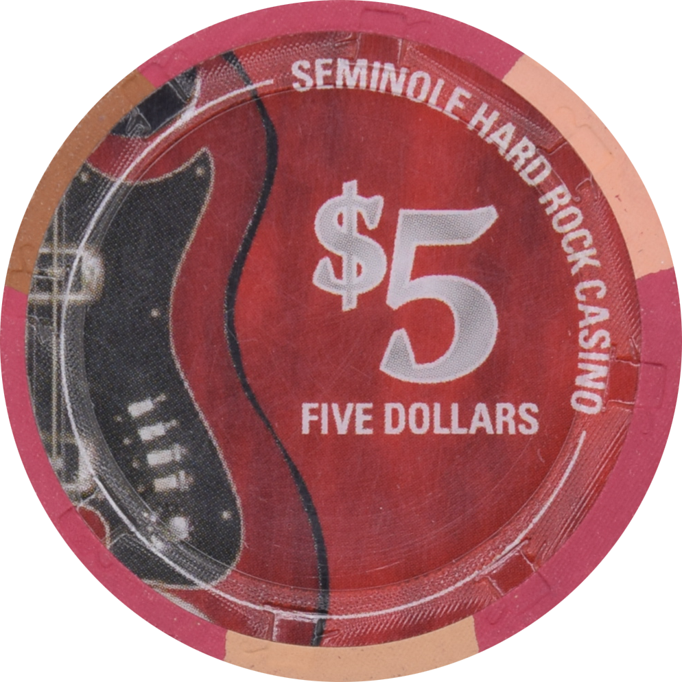 Seminole Hard Rock Casino Hollywood Florida $5 20th Anniversary Chip 2024