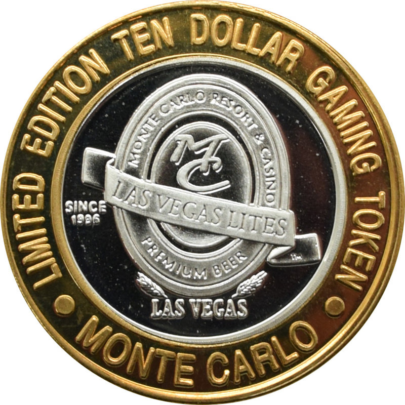 Monte Carlo Casino Las Vegas "Las Vegas Lites" $10 Silver Strike .999 Fine Silver 1998