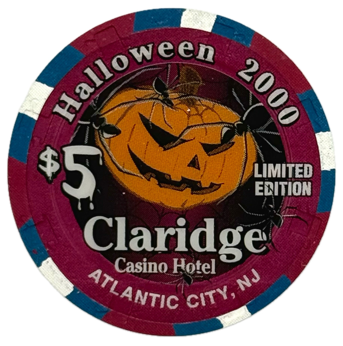 Claridge Casino Atlantic City NJ $5 Halloween Chip 2000