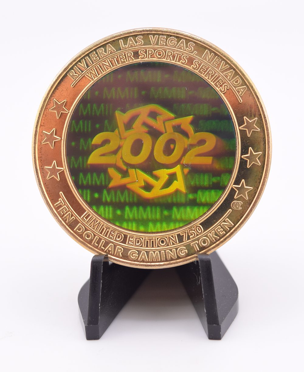 Riviera Casino Las Vegas Hockey $10 Winter Sports Series Hologram Token 2002