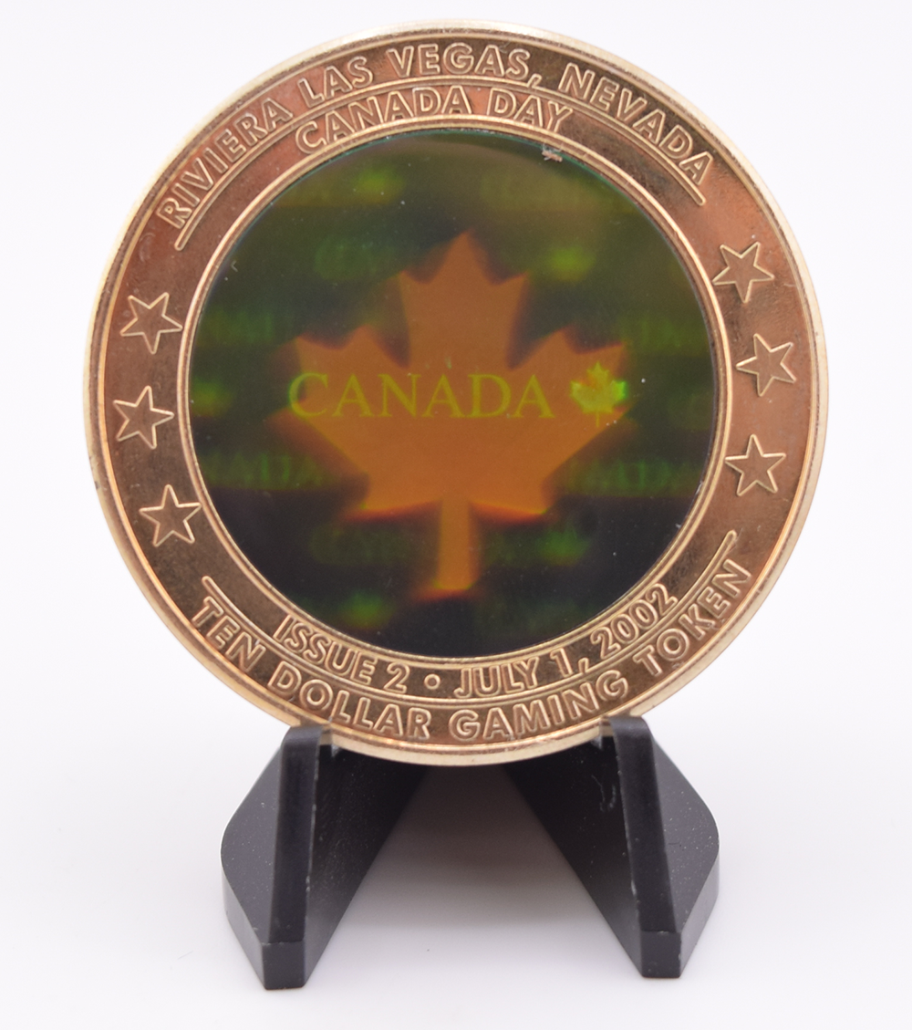 Riviera Casino Las Vegas Canada Day Hockey $10 Holiday Series Hologram Token 2002