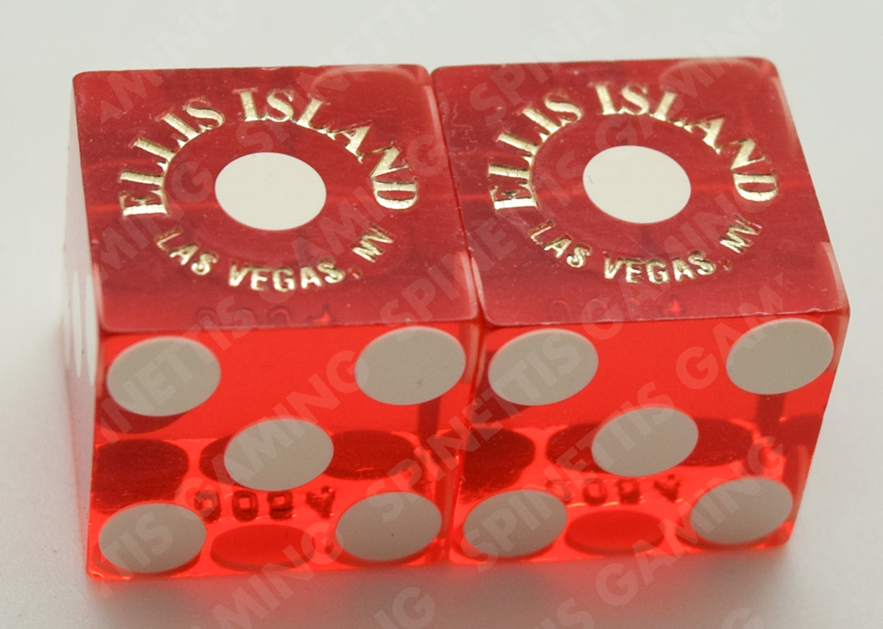 Ellis Island Casino Las Vegas Nevada Red Polished Pair of Dice