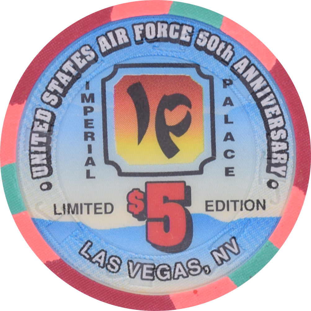 Imperial Palace Casino Las Vegas Nevada $5 US Air Force 50th Anniversary Chip 1997