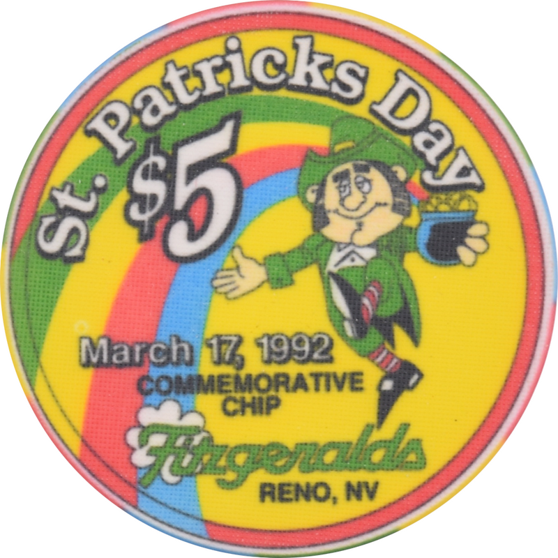 Fitzgeralds Casino Reno Nevada $5 St. Patrick's Day Chip 1992