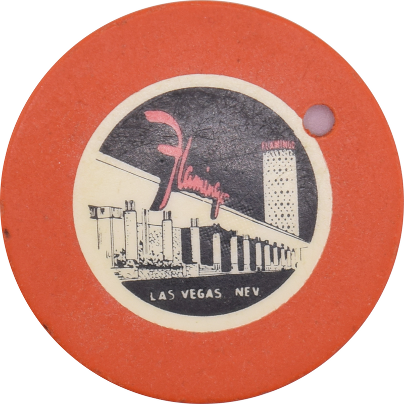 Flamingo Casino Las Vegas Nevada Cancelled Roulette Orange Chip 1953