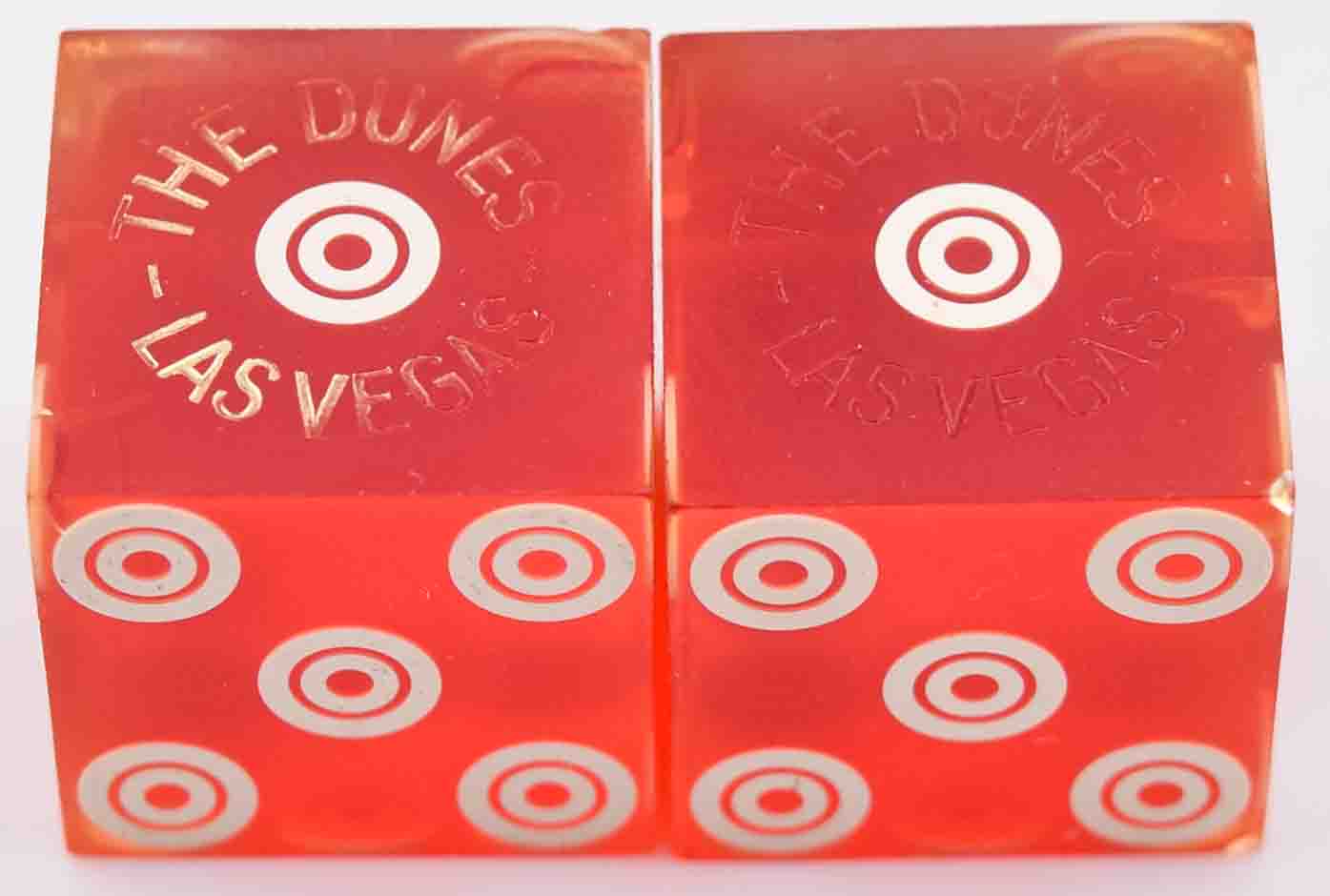 Dunes Hotel and Casino From Las Vegas Nevada Used Red Dice From 1970's, Pair