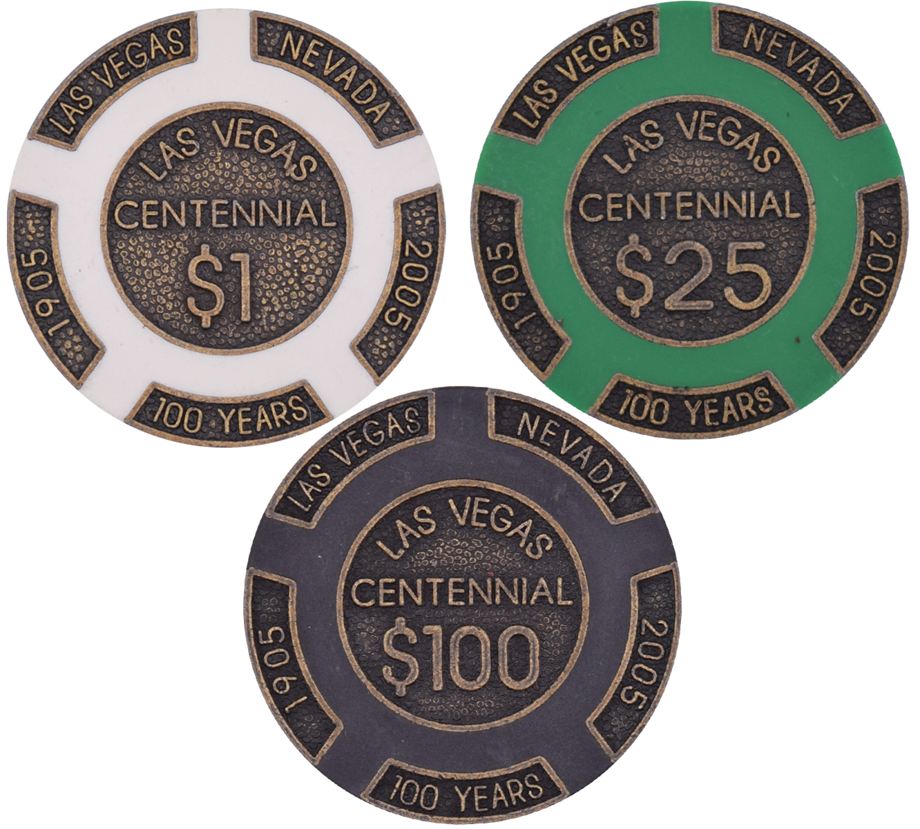 Centennial Casino 16g Brass Core Poker Chips