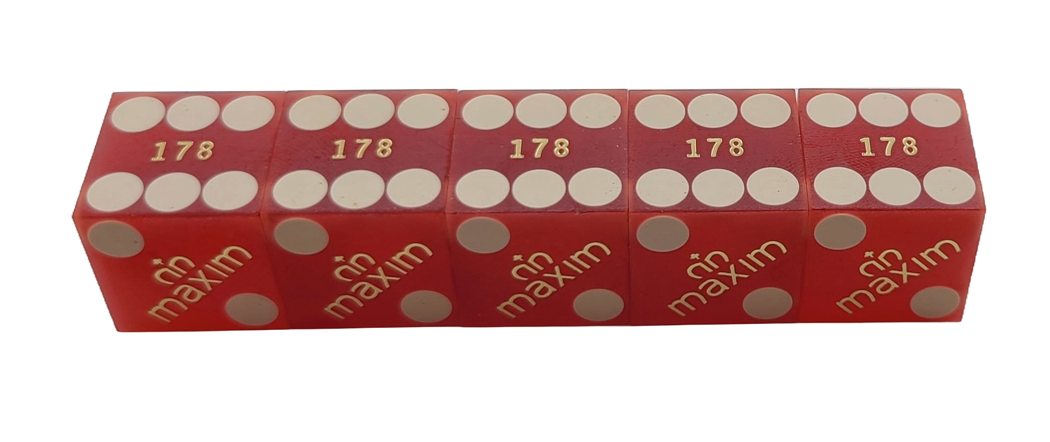 Maxim Casino Las Vegas Nevada Stick of Used Dice Matching Numbers