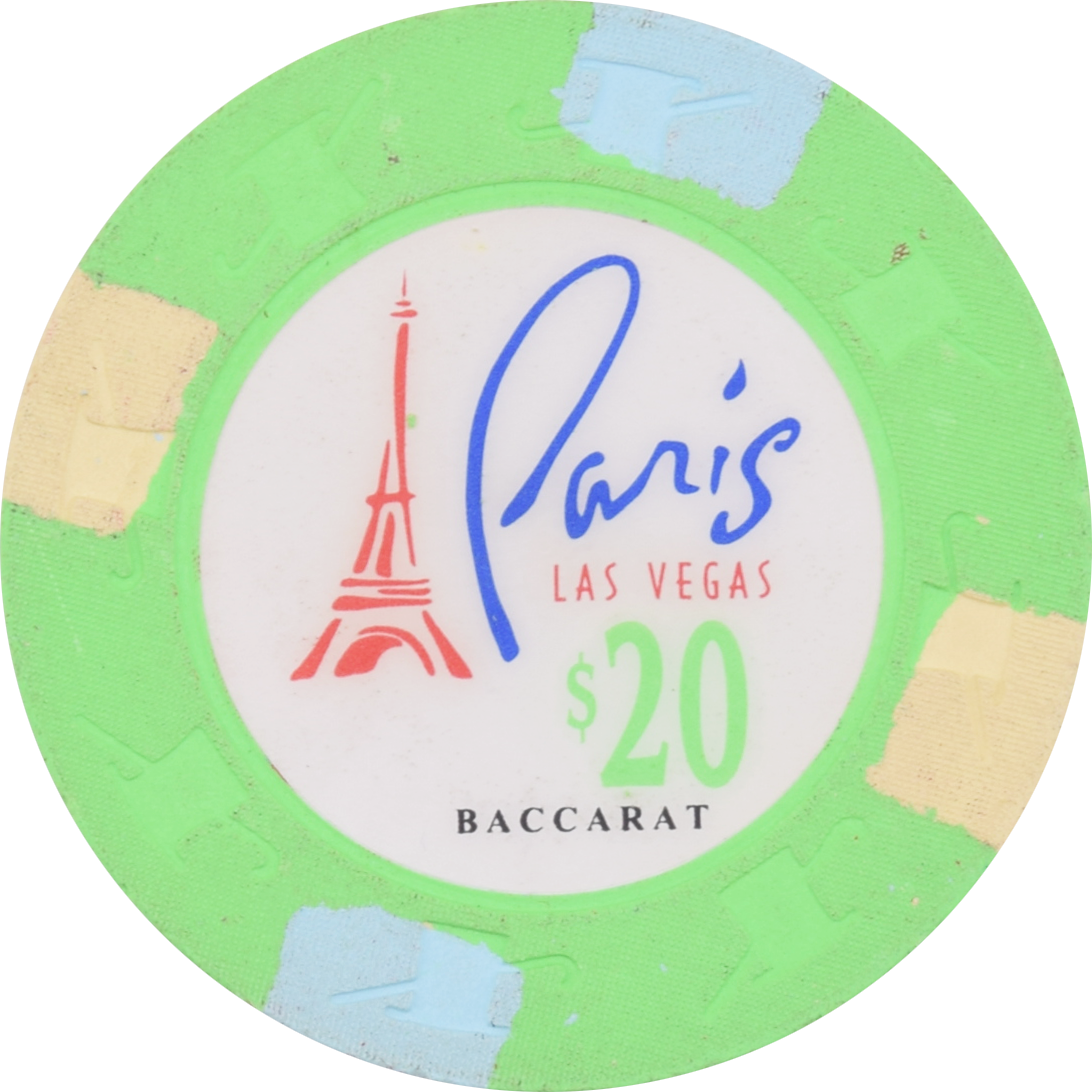 Paris Casino Las Vegas Nevada $20 Baccarat Chip 1999 43mm