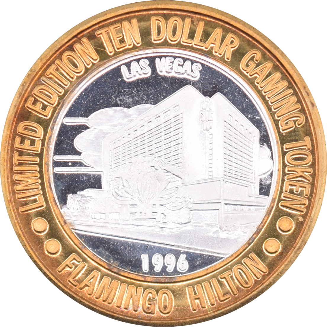 Flamingo Hilton Casino Las Vegas Nevada "50th Anniversary / 1996" $10 Silver Strike .999 Fine Silver