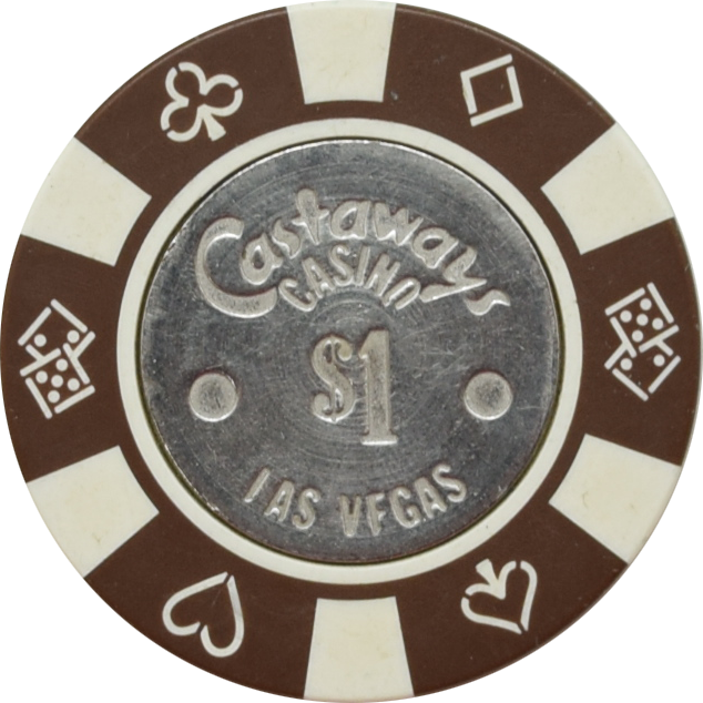 Castaways Casino Las Vegas Nevada $1 Chip 1980s (Spun Coin, Small $1)