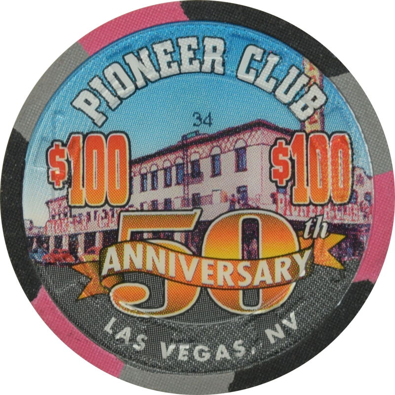 Pioneer Club Casino Las Vegas Nevada $100 50th Anniversary Chip 1995