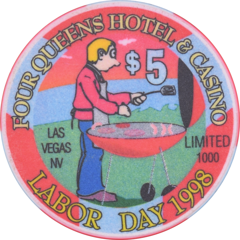 Four Queens Casino Las Vegas Nevada $5 Labor Day Chip 1998