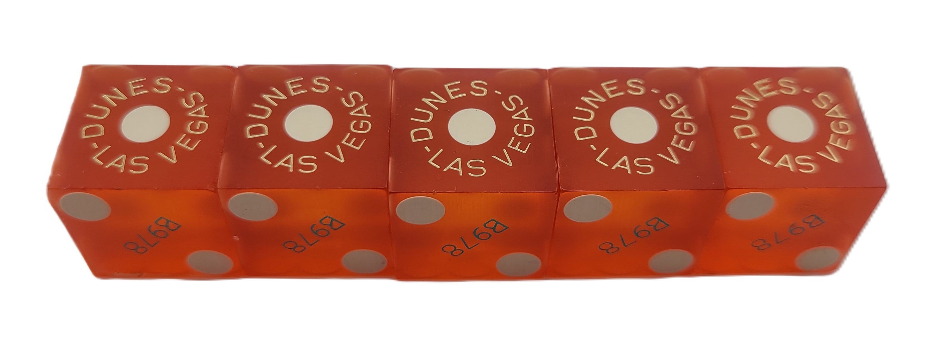 Dunes Casino Stick of 5 Red Used Dice Las Vegas Nevada