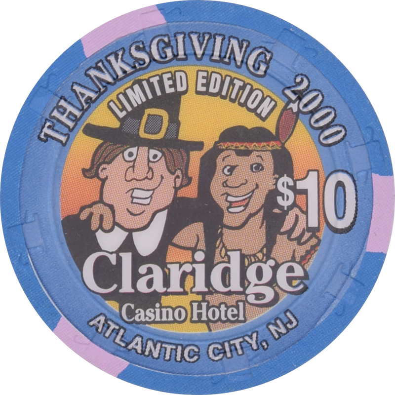 Claridge Casino Atlantic City New Jersey $10 Thanksgiving Chip 2000