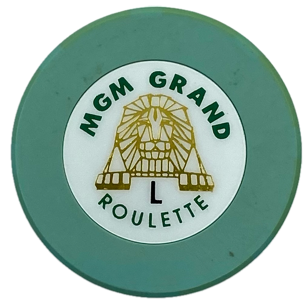 MGM Grand Casino Las Vegas NV Turquoise L Roulette Chip 1993
