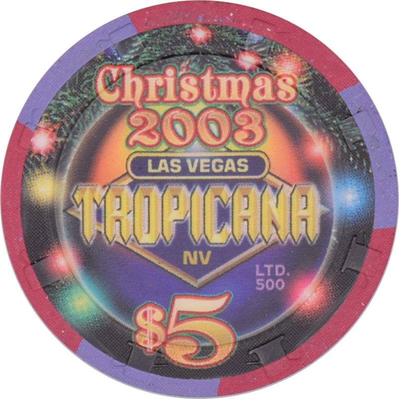 Tropicana Casino Las Vegas Nevada $5 Christmas Chip 2003