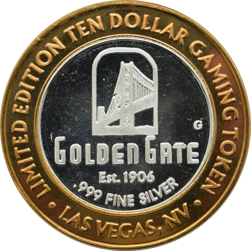 Golden Gate Casino Las Vegas "World Famous Shrimp Cocktail" $10 Silver Strike .999 Fine Silver 1999