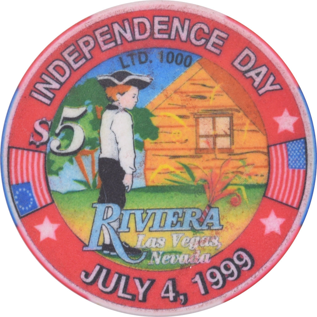Riviera Casino Las Vegas Nevada $5 Independence Day Chip 1999