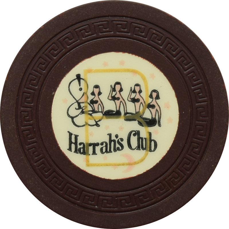 Harrah's Casino Reno & Lake Tahoe Nevada Brown Overstamped B Inlay Roulette Chip 1956