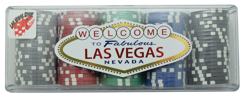 Las Vegas Sign Chip Set With Cover Tray 100 Chips Set