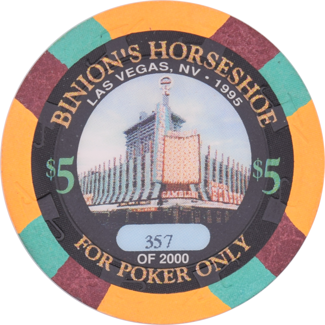 Horseshoe Club (Binion's) Casino Las Vegas Nevada $5 Hall Of Fame - Hickok Chip 1995 43mm