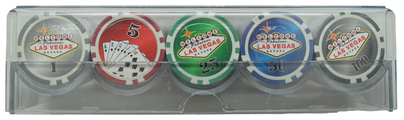 Las Vegas Sign Chip Set With Cover Tray 100 Chips Set