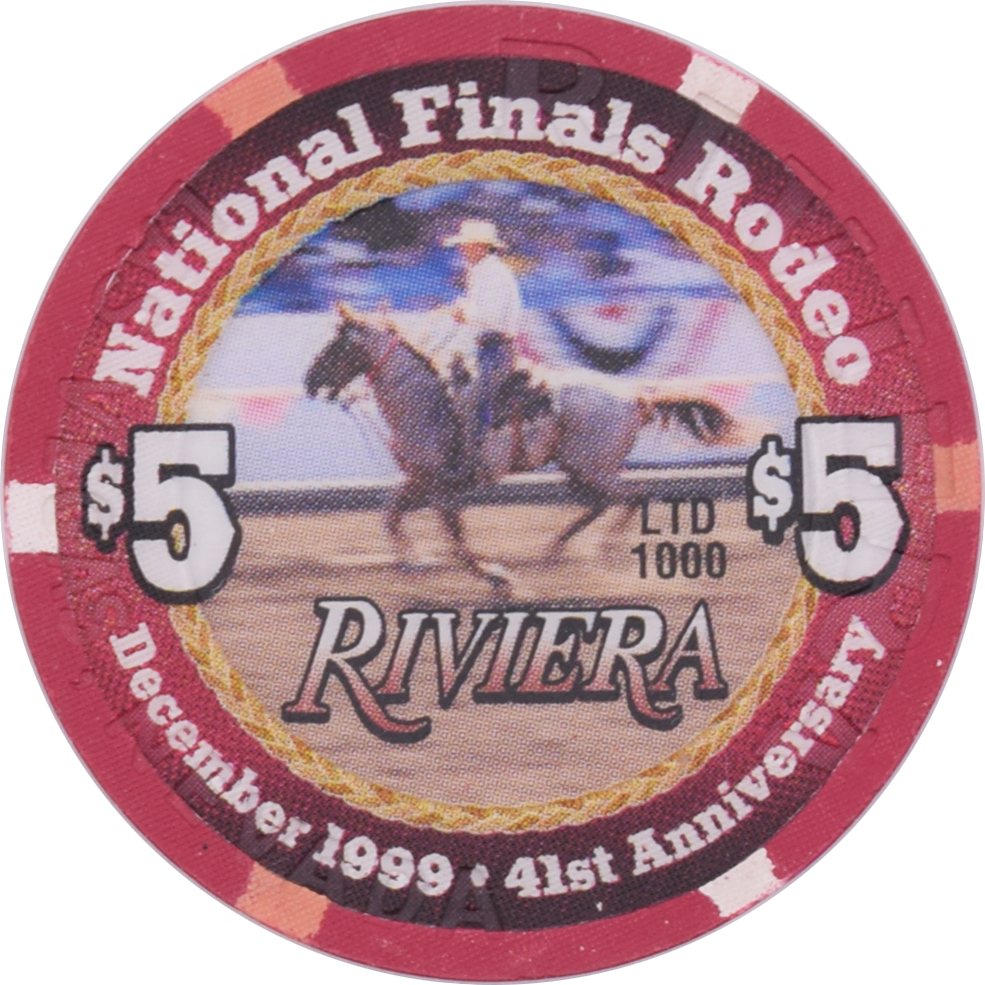 Riviera Casino Las Vegas Nevada $5 National Finals Rodeo 41st Anniversary Chip 1999