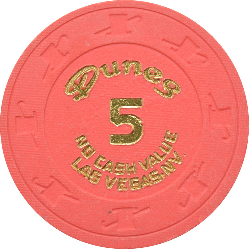 Dunes Casino Las Vegas Nevada $5 NCV Chip 1980s Red