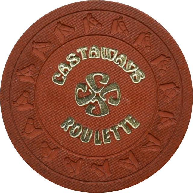 Castaways Casino Las Vegas Nevada Orange/Rust Roulette Chip 1970s