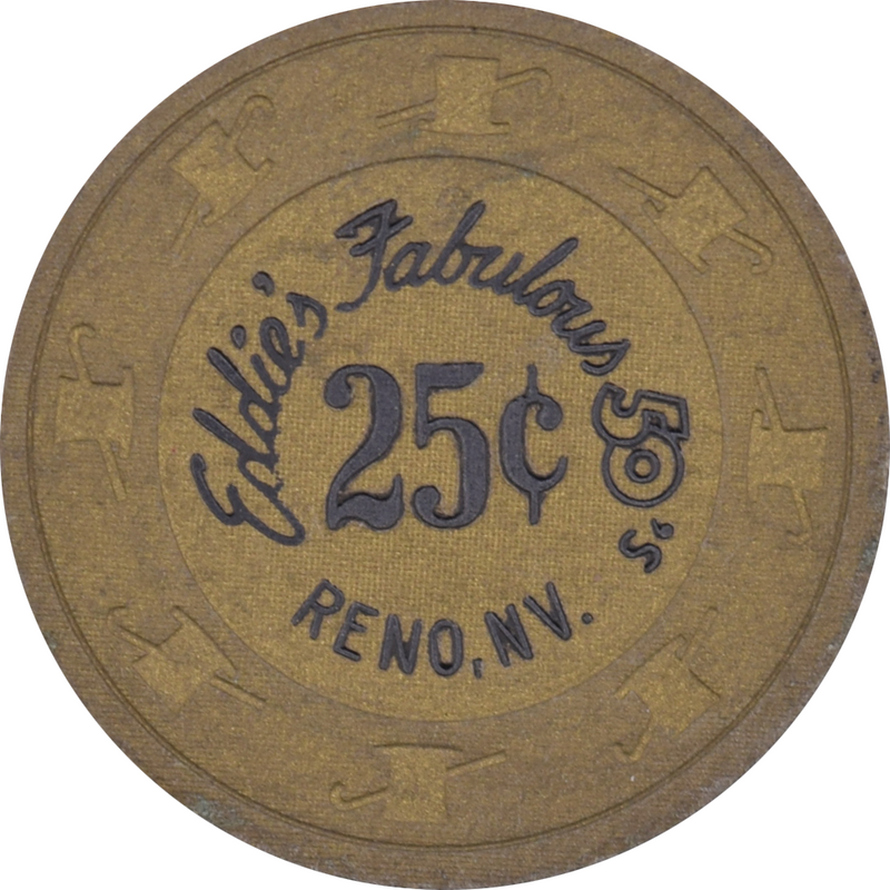 Eddie's Fabulous 50s Casino Reno Nevada 25 Cent Chip 1987