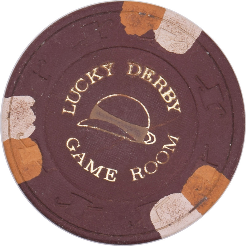 Lucky Derby Casino Citrus Heights California $5 Dk Brown 3D14 Chip