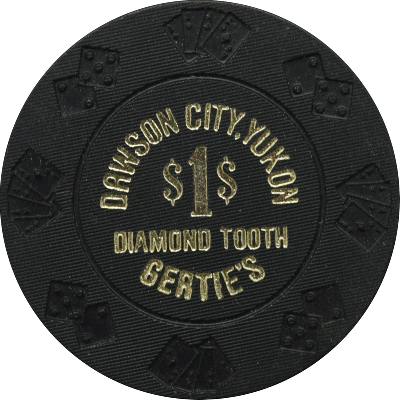 Diamond Tooth Gertie's Casino Dawson City Yukon Canada $1 Black DieCar Chip