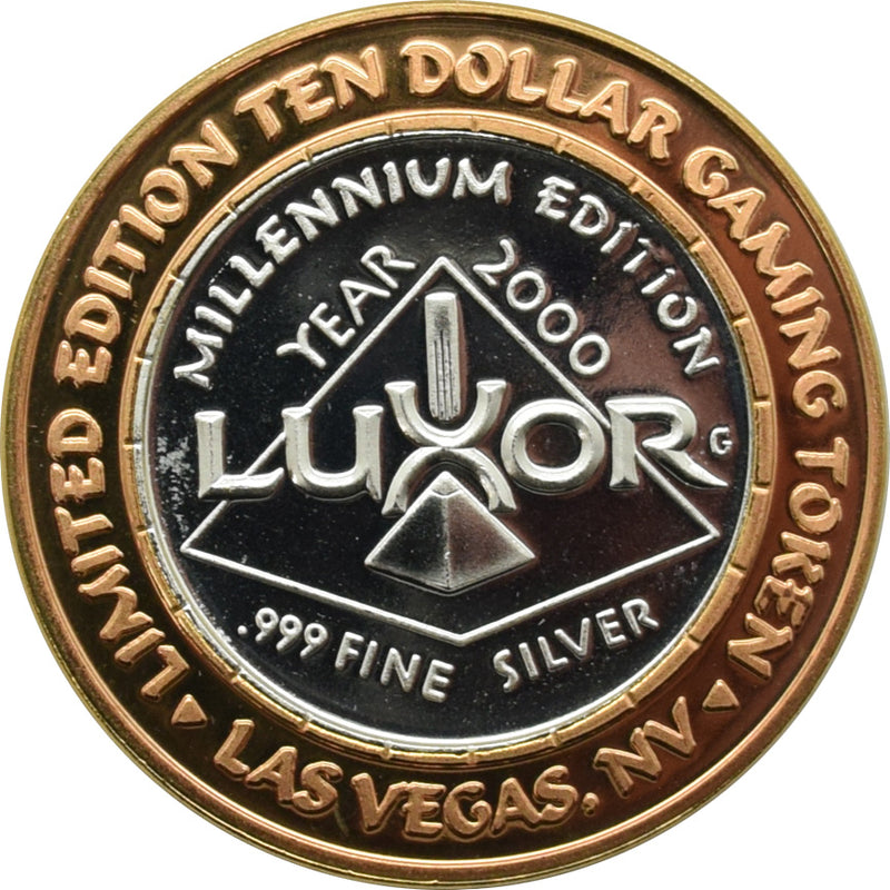 Luxor Casino Las Vegas "Sphinx and Pyramid - Millennium" $10 Silver Strike .999 Fine Silver 2000