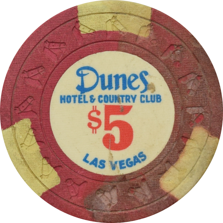 Dunes Casino Las Vegas Nevada $5 Dig Chip 1980