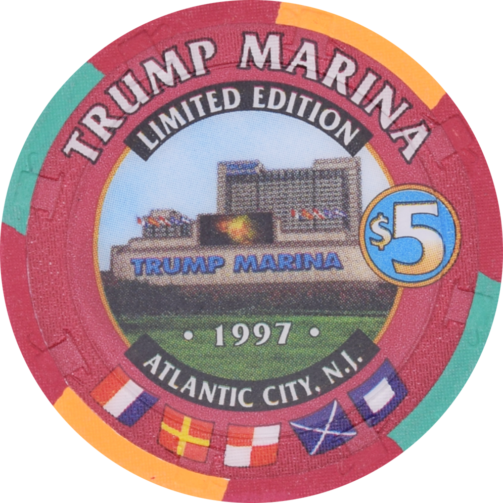 Trump Marina Casino Atlantic City New Jersey $5 Hotel Chip