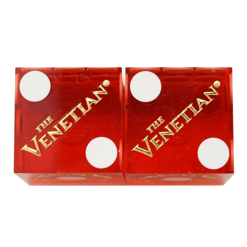 The Venetian Casino Used Matching Logo Pair of Red Dice