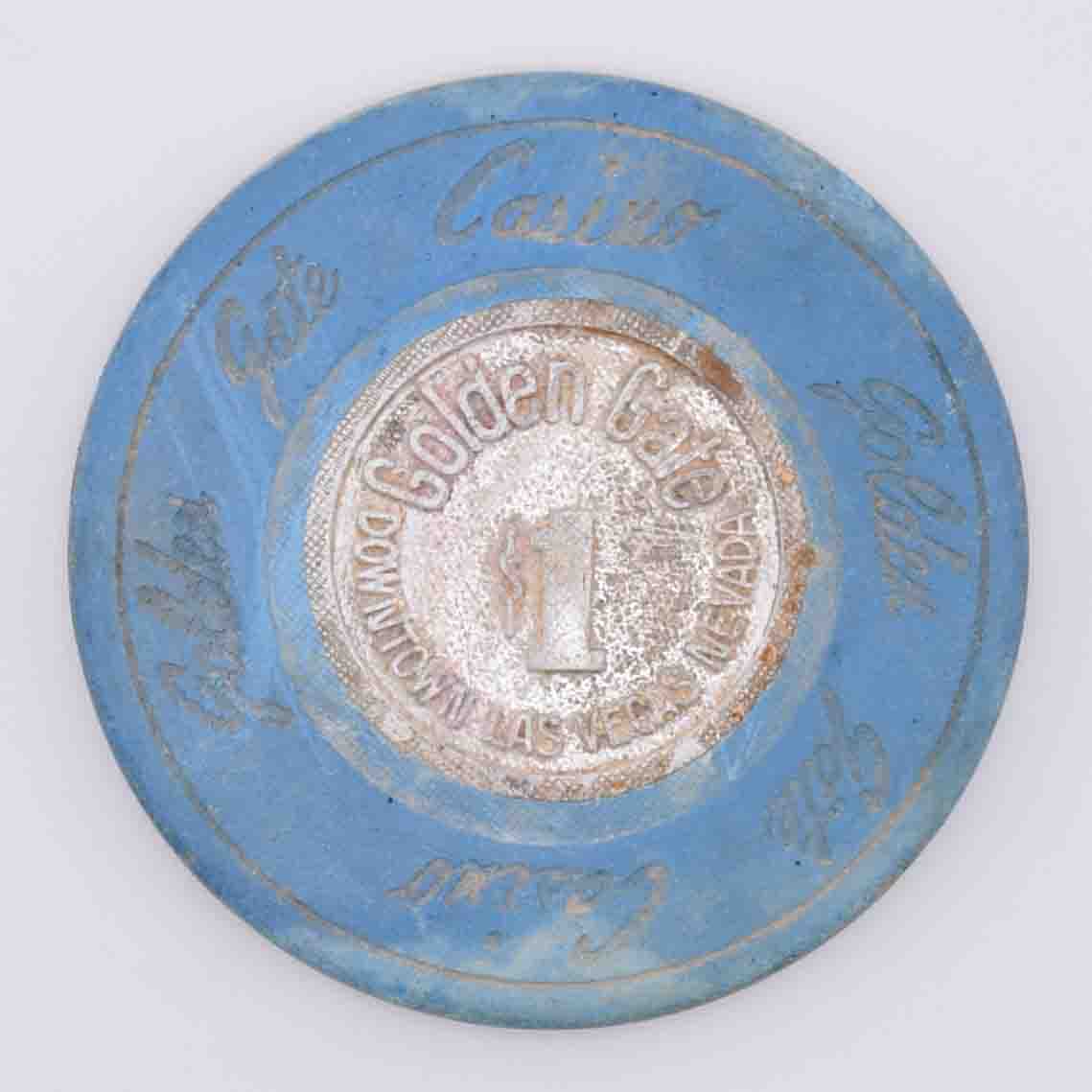 Golden Gate Casino Las Vegas Nevada $1 Metal Inlay Chip 1972 Dig Chip