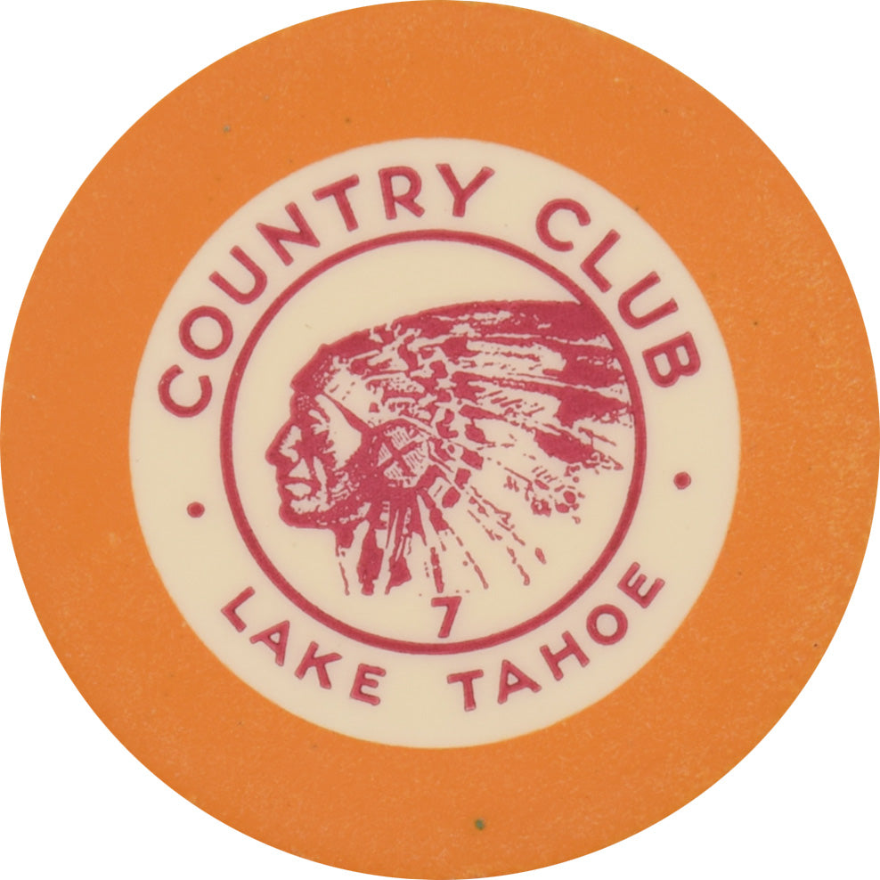 Stateline Country Club Lake Tahoe Nevada Orange Roulette 7 Chip 1935