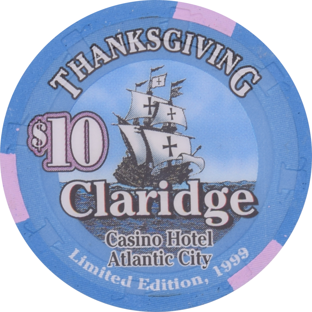 Claridge Casino Atlantic City New Jersey $10 Thanksgiving Chip 1999