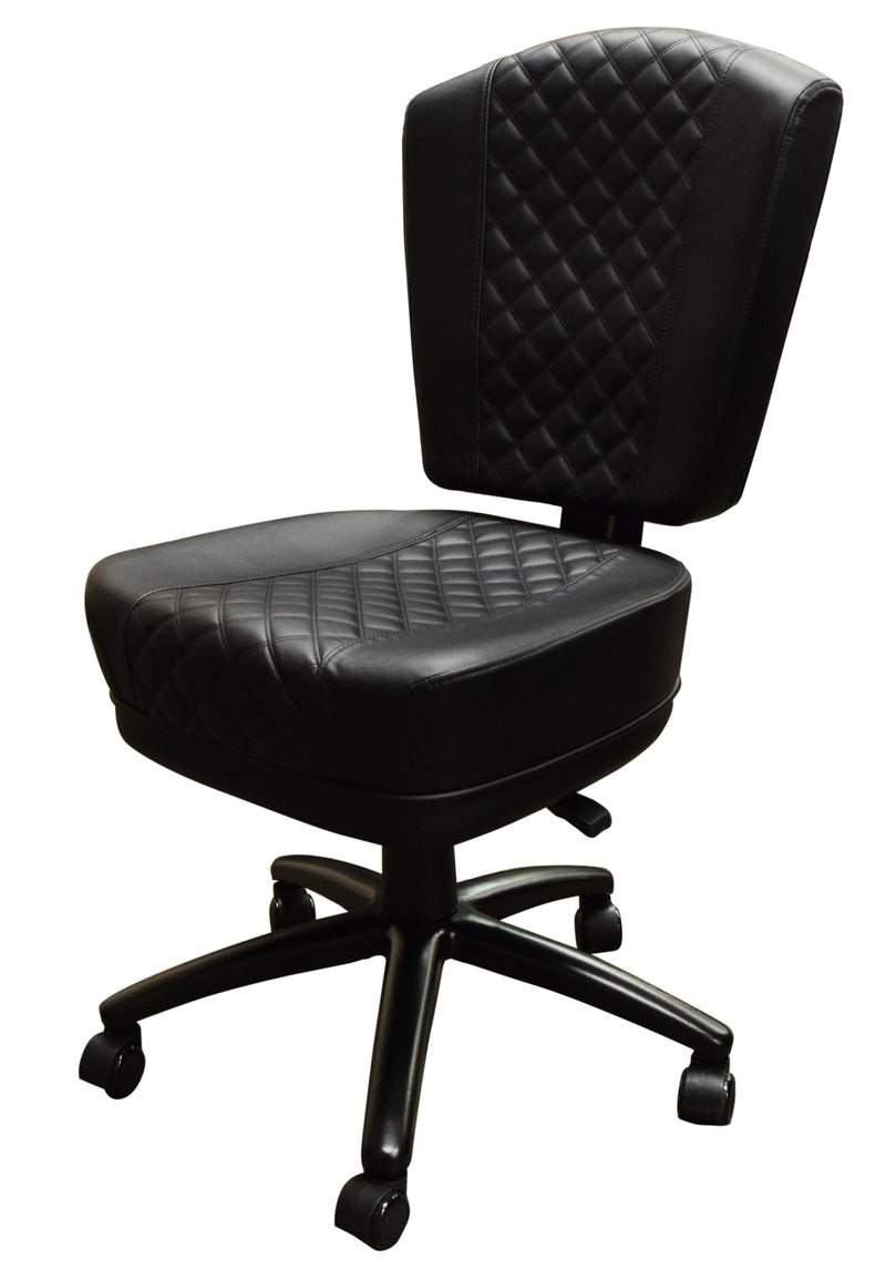 Black Diamond Stitched Rolling Player Chair