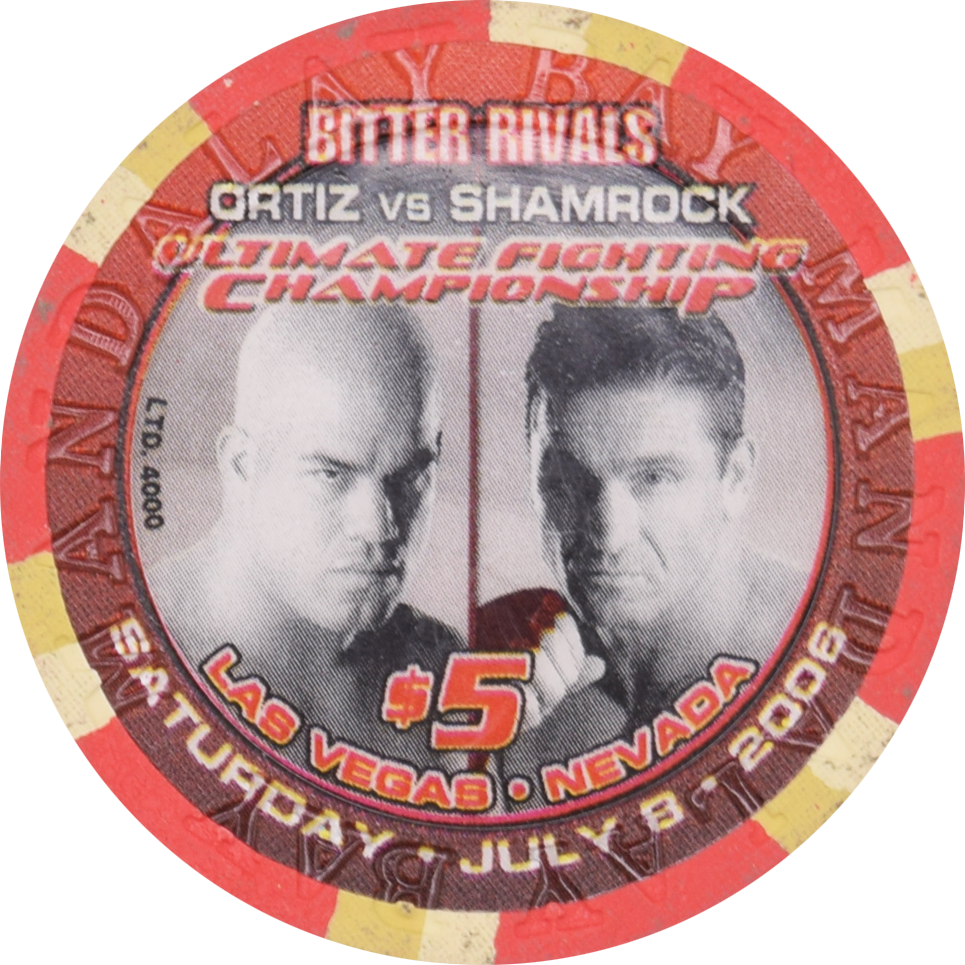 Mandalay Bay Casino Las Vegas Nevada $5 Ortiz VS Shamrock UFC Chip 2006