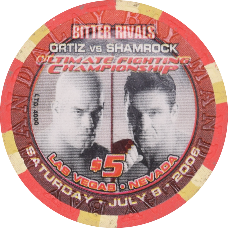 Mandalay Bay Casino Las Vegas Nevada $5 Ortiz VS Shamrock UFC Chip 2006