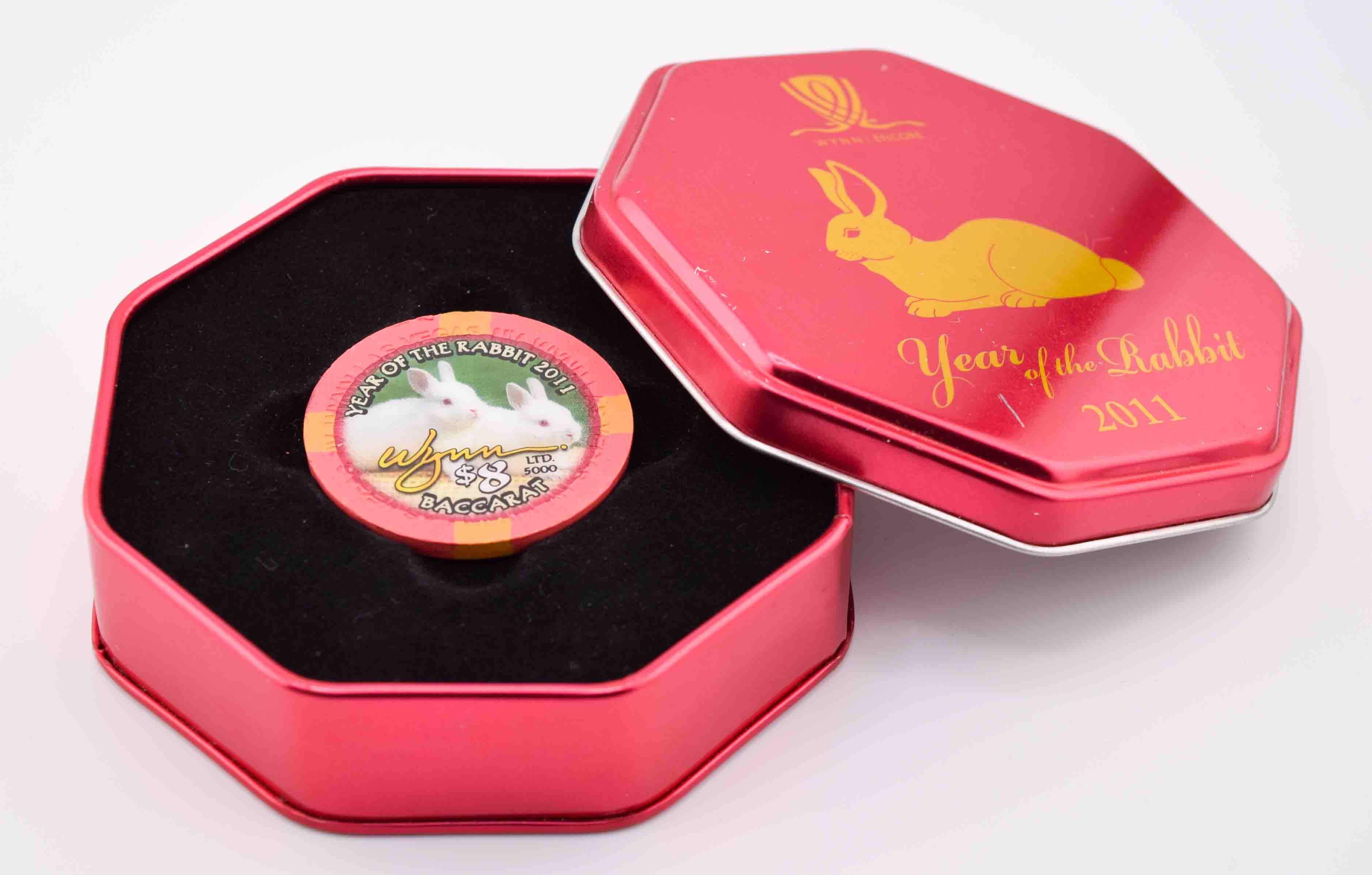 Wynn Casino Las Vegas Nevada $8 Year of the Rabbit Tin and Chip