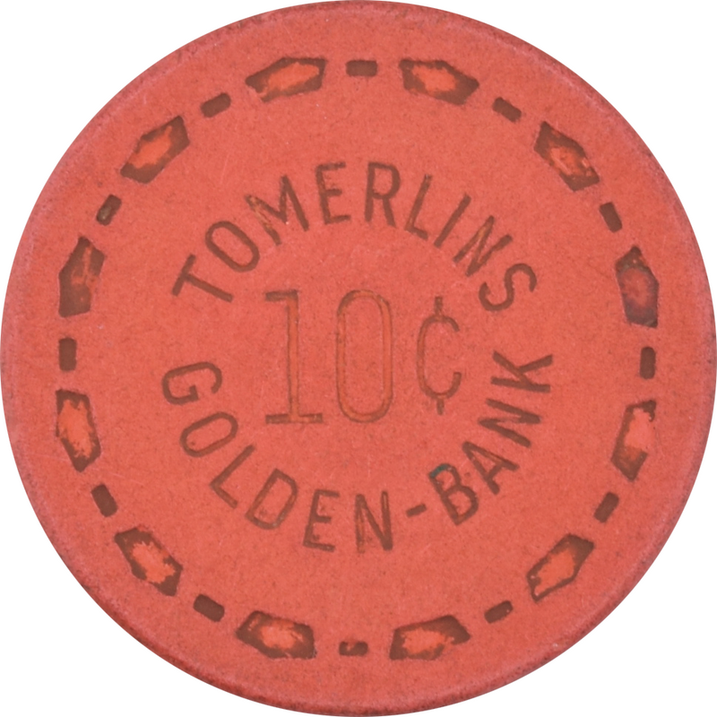 Tomerlin's Golden Bank Club Reno Nevada 10 Cent Chip 1950s