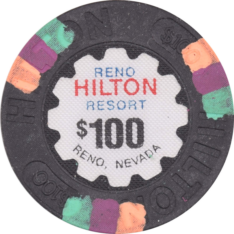 Hilton Resort Casino Reno Nevada $100 Chip 1992
