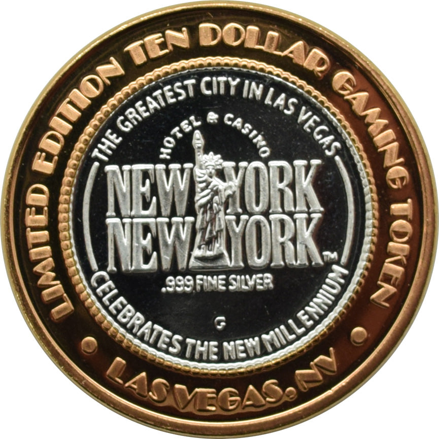 New York New York Casino Las Vegas "Manhattan Express - Millennium" $10 Silver Strike .999 Fine Silver 2000