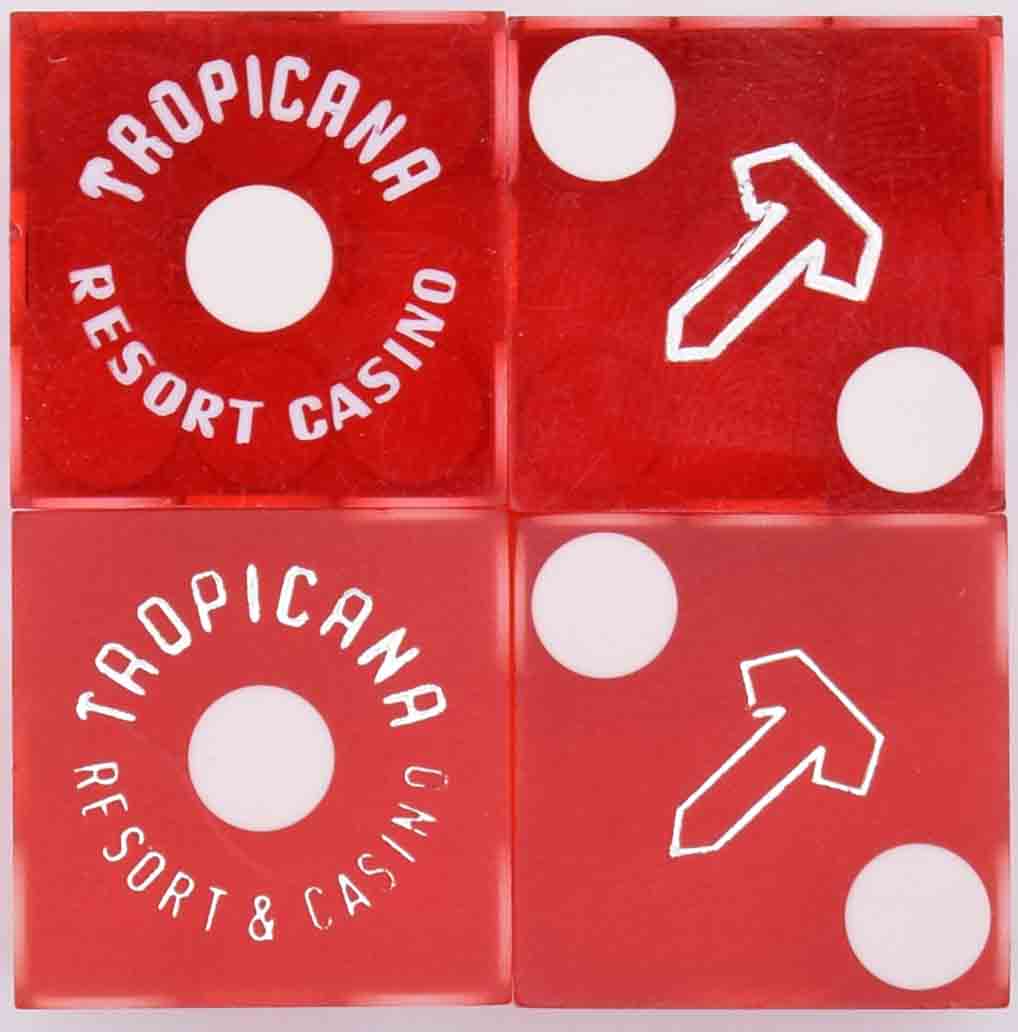 Tropicana Casino Las Vegas Nevada Pair of Matching Number Red Dice 1970's/80's